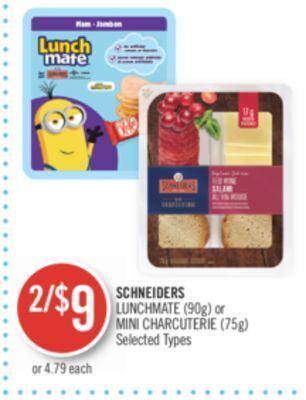 Shoppers Drug Mart Schneiders lunchmate (90g) or mini charcuterie (75g) offer