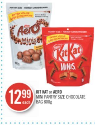 Shoppers Drug Mart Kit kat or aero mini pantry size chocolate bag offer