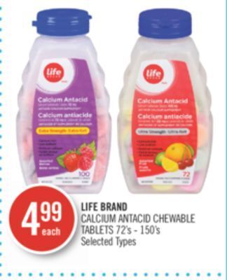 Shoppers Drug Mart Life brand calcium antacid chewable tablets offer