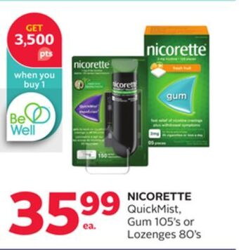 Rexall Nicorette quickmist, gum 105' s or lozenges 80' s offer