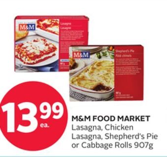 Rexall M&m food market lasagna, chicken lasagna, shepherd's pie or cabbage rolls offer