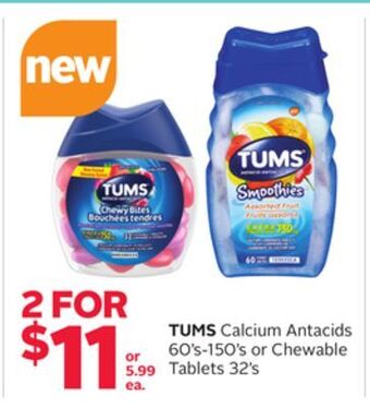 Rexall Tums calcium antacids 60' s-150' s or chewable tablets 32' s offer