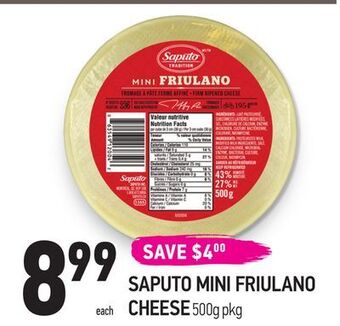 Coppa's Fresh Market Saputo mini friulano cheese offer