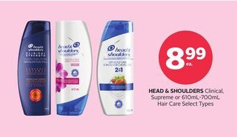 Rexall Head & shoulders clinical, supreme or 610ml-700ml hair care offer