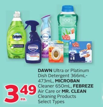 Rexall Dawn ultra or platinum dish detergent 366ml-473ml, microban cleaner 650ml, febreze air care or mr. clean cleaning products offer