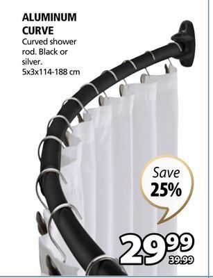JYSK Aluminum curve curved shower rod offer