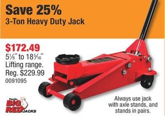 PartSource Big red 3-ton heavy duty jack offer