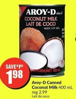 FreshCo Aroy-D Canned Coconut Milk 400 mL offer