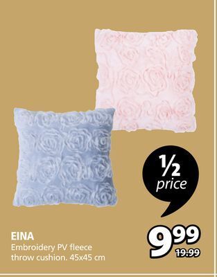 JYSK Eina embroidery pv fleece throw cushion offer