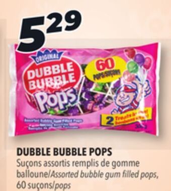 Familiprix Dubble bubble pops assorted bubble gum filled pops offer