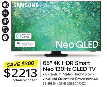 Leon's Samsung 65 neo qled 4k smart tv qn85c - qn65qn85cafxzc offer