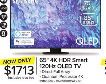 Leon's Samsung 65 qled 4k smart tv - qn65q80cafxzc offer