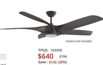 Multi Luminaire Titus ceiling fan 60 offer