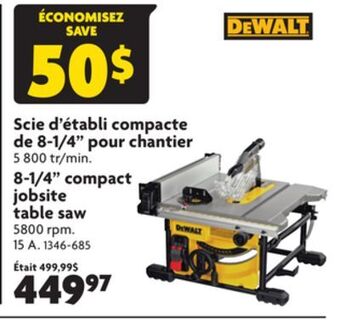 Home Hardware 8-1/4 compact jobsite table saw offer