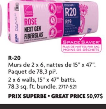 Home Hardware Ecotouch pink fiberglas insulation r 20 offer