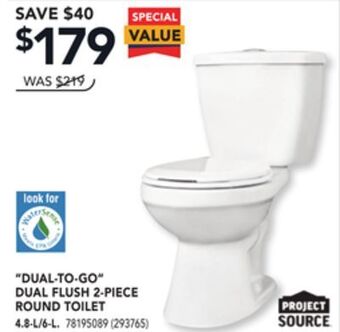 Réno Dépôt Project source dual-to-go dual flush 2-piece round toilet offer