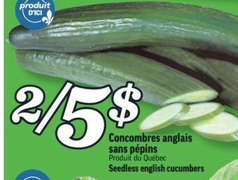 Marché Richelieu Concombres anglais sans pépins | seedless english cucumbers offer