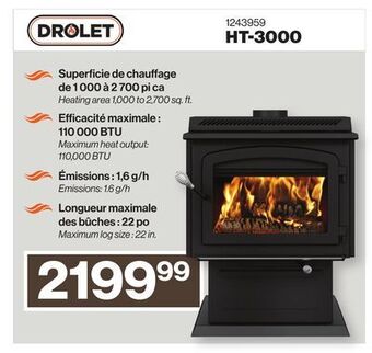 Patrick Morin Drolet wood stove, ht-3000 offer