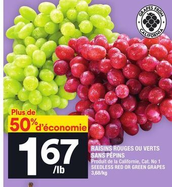 Super C Raisins rouges ou verts sans pépins | seedless red or green grapes offer