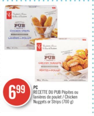Pharmaprix Pc recette du pub chicken nuggets or strips (700 g) offer