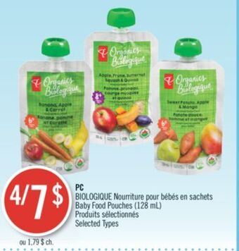 Pharmaprix Pc biologique baby food pouches (128 ml) offer