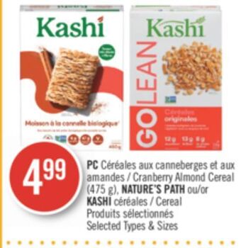 Pharmaprix Pc cranberry almond cereal (475 g), nature's path or kashi offer