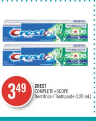 Pharmaprix Crest complete+scope toothpaste offer