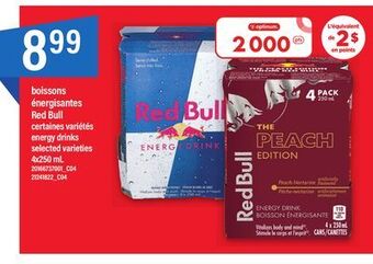 Maxi Boissons énergisantes red bull, 4x250 ml offer