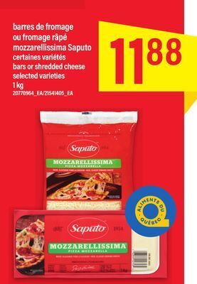 Maxi Barres de fromage ou fromage râpé mozzarellissima saputo offer