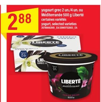 Maxi Yogourt grec 2 un./4 un. ou méditerranée 500 g liberté offer