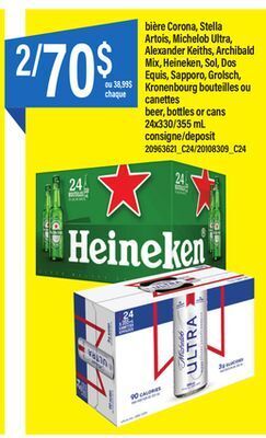 Maxi Bière corona, stella artois, michelob ultra, alexander keiths, archibald mix, heineken, sol, dos equis, sapporo, grolsch, kro offer