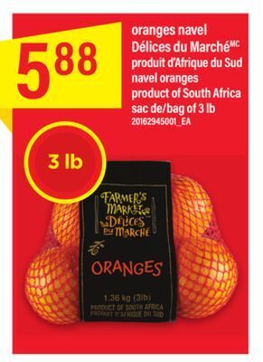 Maxi Oranges navel délices du marché, sac de 3 lb offer