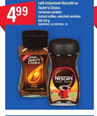 Maxi Café instantané nescafé ou taster's choice, 100-170 g offer