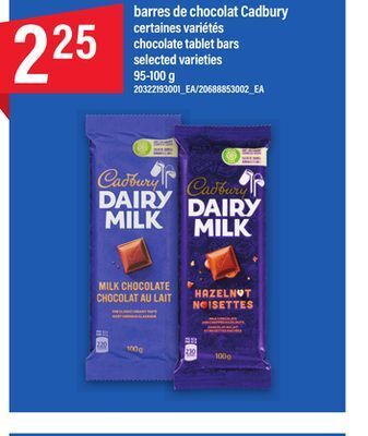 Maxi Barres de chocolat cadbury, 95-100 g offer