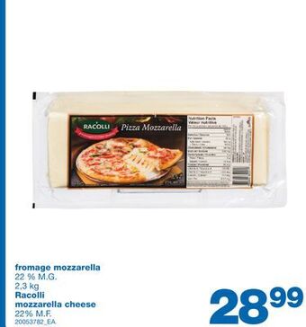Wholesale Club Fromage mozzarella 22 % m.g. 2,3 kg racolli offer