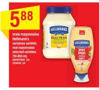Maxi Vraie mayonnaise hellmann's, 710-890 ml offer