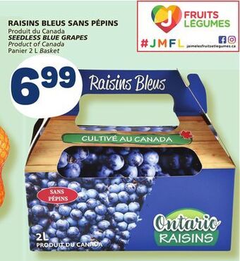 Marché Bonichoix Seedless blue grapes offer