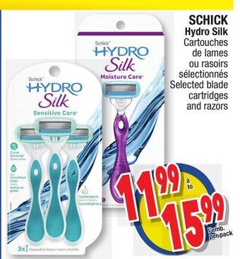 Jean Coutu Schick selected blade cartridges and razors offer