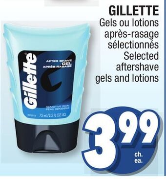 Jean Coutu Gillette selected aftershave gels and lotions offer
