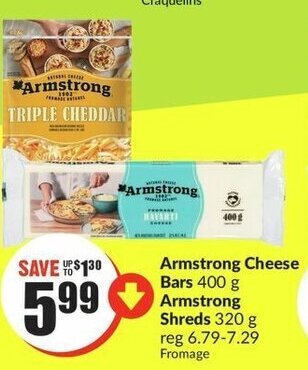 FreshCo Armstrong Cheese Bars 400 g Armstrong Shreds 320 g offer