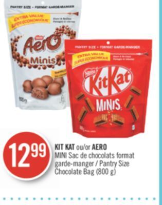 Pharmaprix Kit kat or aero mini pantry size chocolate bag offer