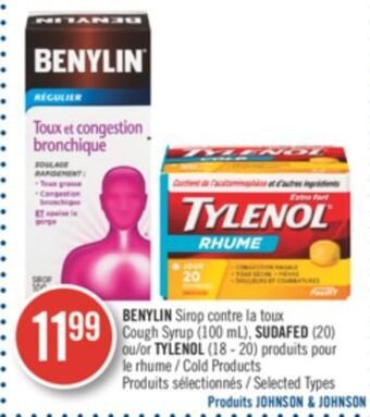 Pharmaprix Benylin cough syrup (100 ml), sudafed (20) or tylenol (18 - 20) cold products offer