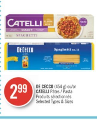 Pharmaprix De cecco (454g) or catelli pasta offer