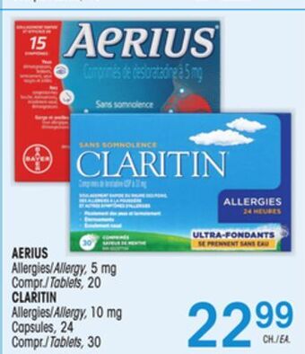 Uniprix Aerius allergies/allergy, 5 mg, claritin allergies/allergy, 10 mg offer