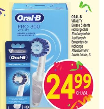 Uniprix Oral-b vitality brosse à dents rechargeable/rechargeable toothbrush/brossettes de rechange/replacement brush heads offer