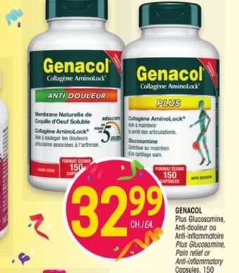Uniprix Genacol plus glucosamine, anti-douleur ou anti-inflammatoire / plus glucosamine, pain relief or anti-inflammatory offer