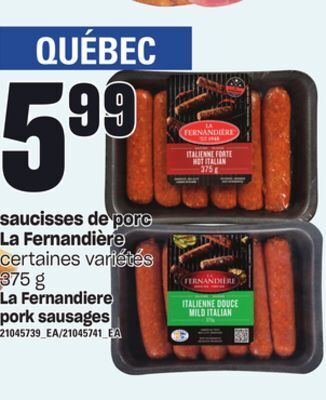 Provigo Saucisses de porc la fernandière, 375 g offer
