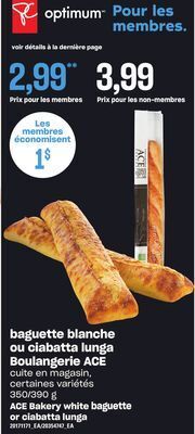 Provigo Baguette blanche ou ciabatta lunga boulangerie ace, 350/390 g offer