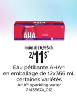 Provigo Eau pétillante aha en emballage de, 12x355 ml offer