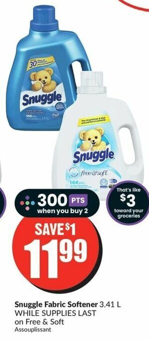 FreshCo Snuggle Fabric Softener 3.41 L offer